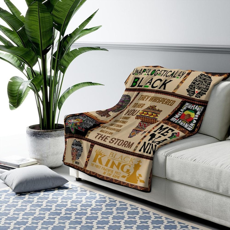 Melanin Black Queen Blanket, Fleece Sherpa Mink Blanket, Special Blanket, Christmas Gift For Family, Gift For Girl