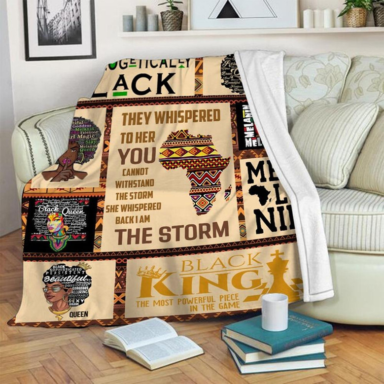 Melanin Black Queen Blanket, Fleece Sherpa Mink Blanket, Special Blanket, Christmas Gift For Family, Gift For Girl