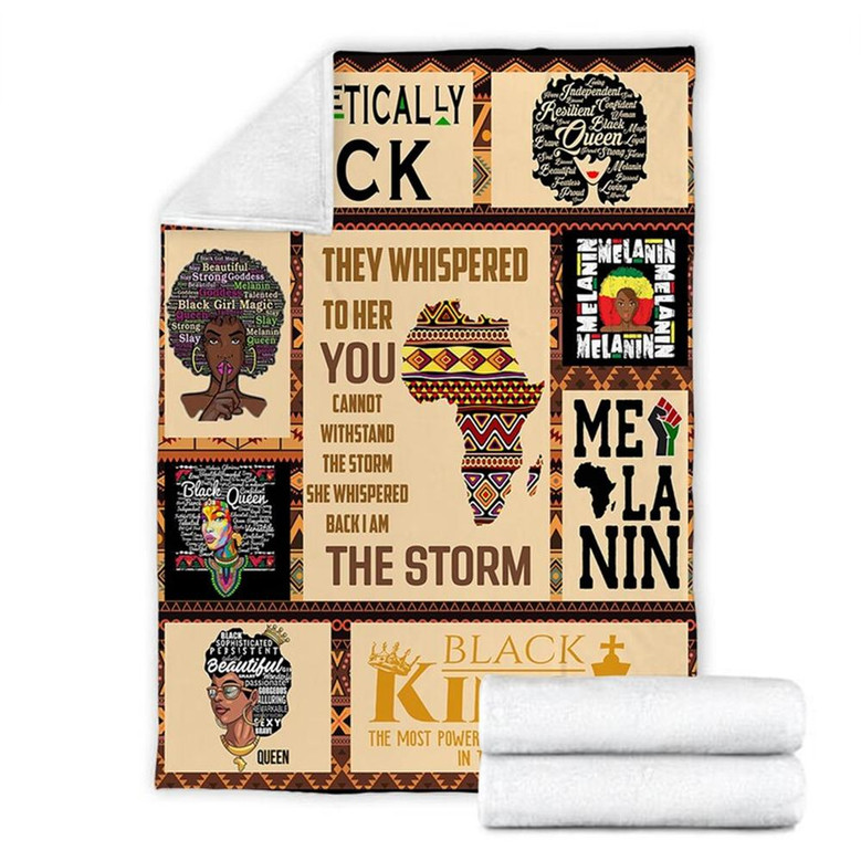 Melanin Black Queen Blanket, Fleece Sherpa Mink Blanket, Special Blanket, Christmas Gift For Family, Gift For Girl