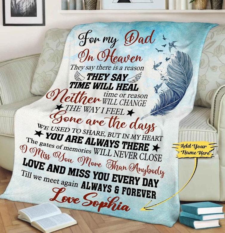 Memorial Blanket For Dad, Father's Day Blanket, Birthday Gift For Daddy, Fleece Blanket With Names, Custom Gift For Dad, Gift For Him