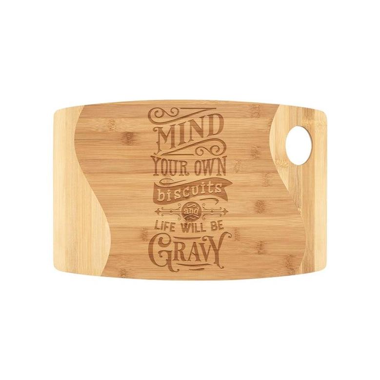 Mind Your Own Biscuits and Life Will Be Gravy Bamboo Cutting Board Funny Kitchen Decor Birthday Christmas Gift Women Mom Grandma Wife Aunt