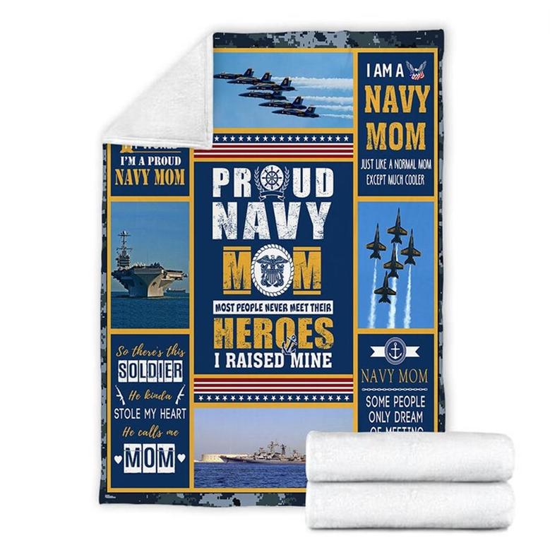 Navy Mom Blanket, Mother's Day Gifts, Christmas Gift For Mother, Anniversary Gift, Mom Blanket