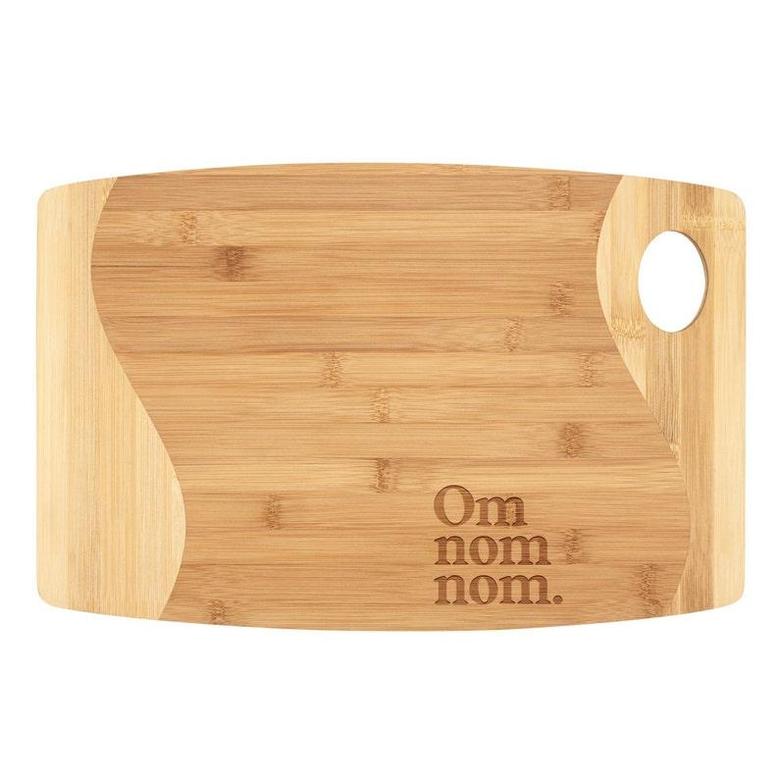 Om Nom Nom Cutting Board Laser Engraved Bamboo Wood Funny Kitchen Decor Charcuterie Cheese Serving Birthday Christmas Gift for Women Men