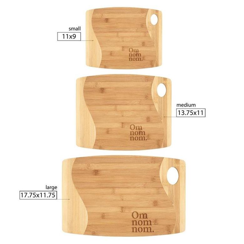 Om Nom Nom Cutting Board Laser Engraved Bamboo Wood Funny Kitchen Decor Charcuterie Cheese Serving Birthday Christmas Gift for Women Men