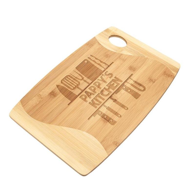 Pappy's Kitchen Cutting Board Bamboo Wood Engraved Birthday Christmas Gift Idea for Pappy Grandpa Who Loves to Cook Grill BBQ Barbecue Men
