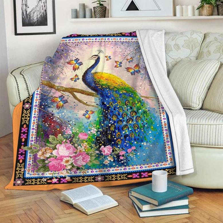 Peacock Blanket, Peacock Fleece Blanket, Peacock Pattern, Peacock Lover Gift, Gift Ideas