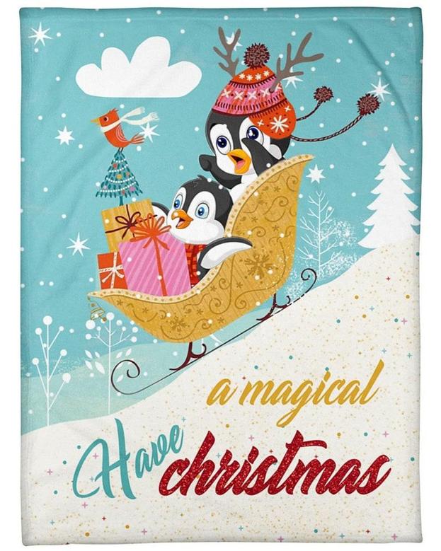 Penguin A magical Xmas Blanket, Christmas gifts, Penguin Mom blankets, Penguin lovers, blanket for daughter, blanket for son