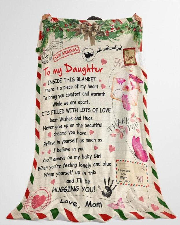 Perfect gift for Daughter Blanket, Christmas Blanket, Gift from Mom, Daughter's birthday, Fleece Sherpa Blanket, gifts for girl,family lover