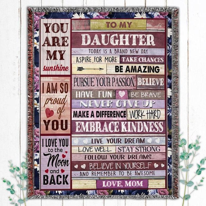 Personalised Blanket Gift To Daughter From Mom| Fleece, Sherpa, Woven Blankets| Gifts For Daughter|To My Daughter Remember To Be Awesome|
