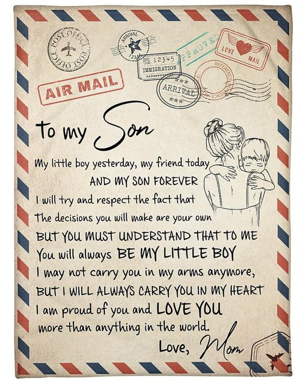 Personalized A Love Letter To Son From Mom| Fleece Sherpa Woven Blankets| Gifts For Son|Christmas Gifts