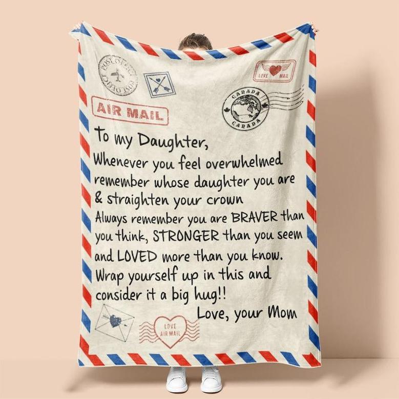 Personalized Air Mail Letter To Daughter Canada| Fleece Sherpa Woven Blankets| Gifts For Daughter|Christmas Gifts
