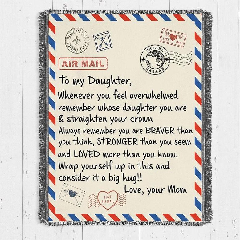 Personalized Air Mail Letter To Daughter Canada| Fleece Sherpa Woven Blankets| Gifts For Daughter|Christmas Gifts