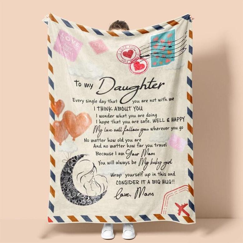 Personalized Air Mail Letter To Daughter From Mom| Fleece Sherpa Woven Blankets| Gifts For Daughter|Christmas Gifts