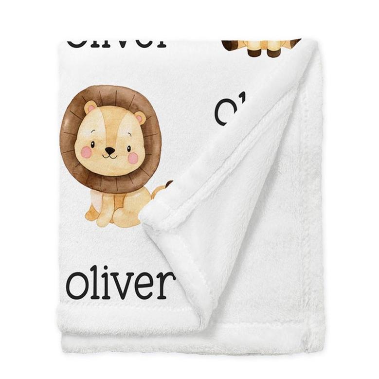Personalized Baby Name Blanket, Safari Animals Baby Blanket, Safari Custom Baby Name Blanket, Animal Baby Name Blanket