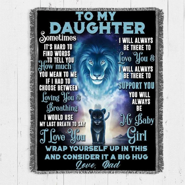 Personalized Blanket for Daughter Loving Lion | Fleece Sherpa Woven Blankets| Gifts For Daughter| To My Daughter Love From Dad Lions