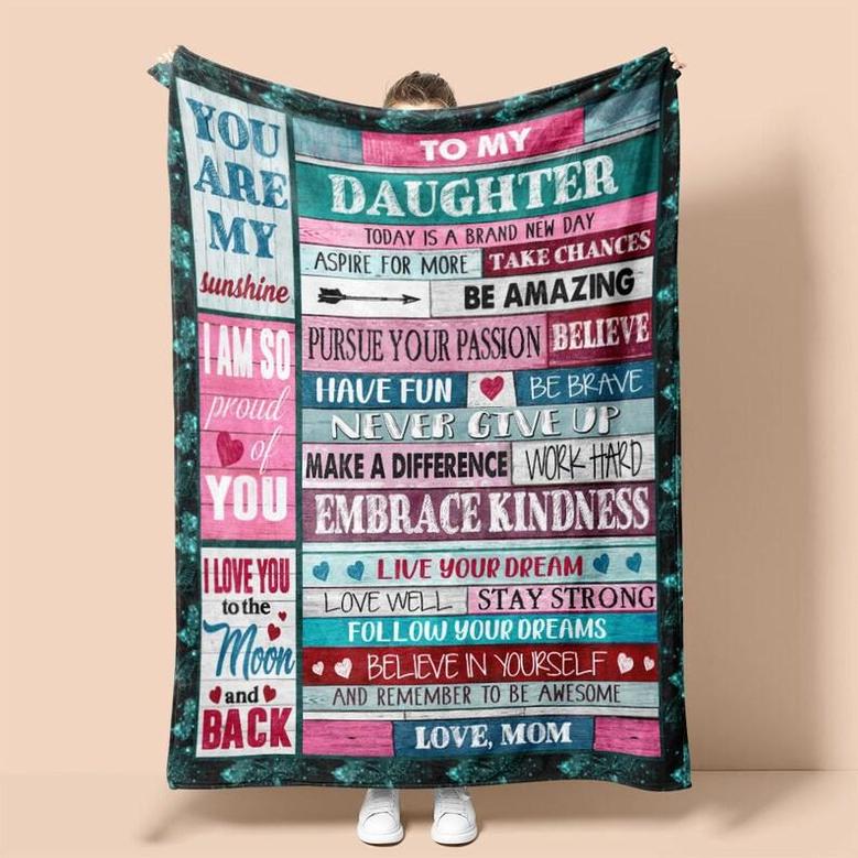 Personalized Blanket for Daughter | Motivational Quotes for Daughter | Birthday gifts | Pink and Teal Version