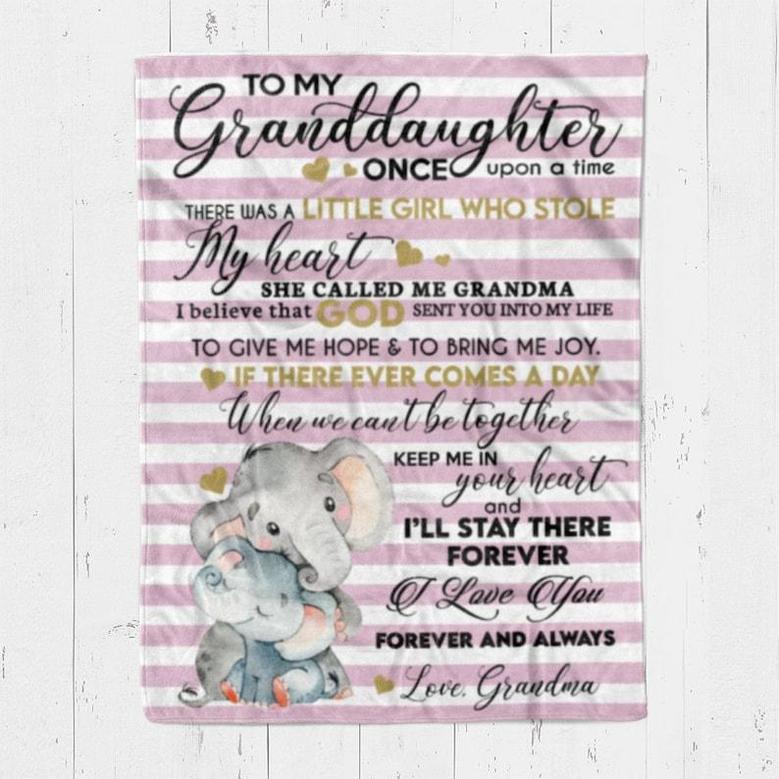 Personalized Blanket For Granddaughter From Grandma Elephant| Fleece Sherpa Woven Blankets| Gifts For Grandson