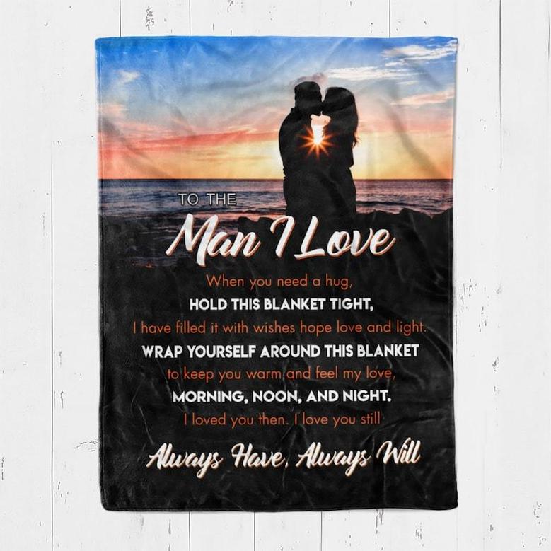 Personalized Blanket For Husband, Fiance, Boyfriend The Man I Love| Fleece Sherpa Woven Blankets| Valentine's Day Gifts, Anniversary Gifts