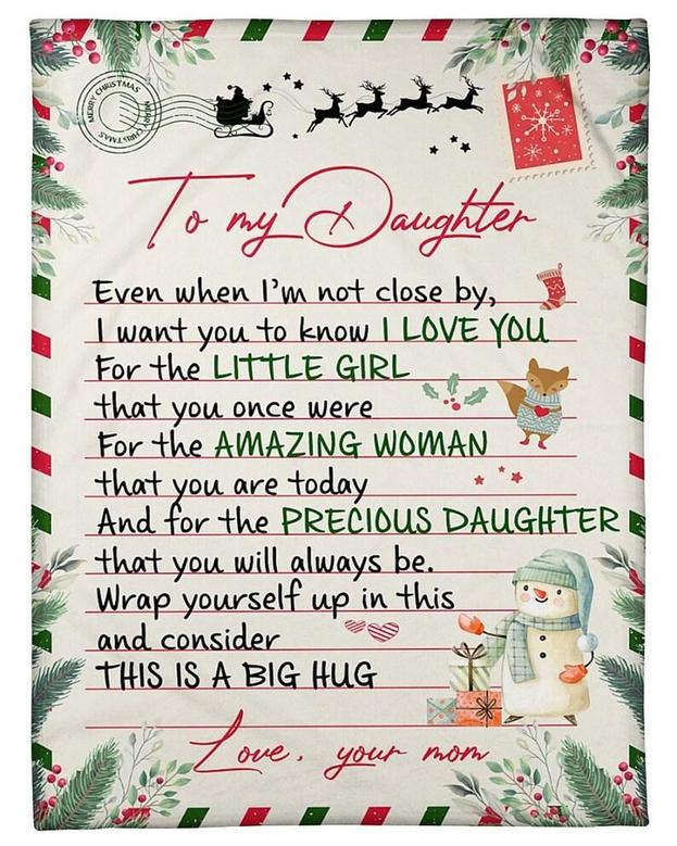 Personalized Christmas Blanket Love Letter To Daughter From Mom| Fleece Sherpa Woven Blankets| Gifts For Daughter