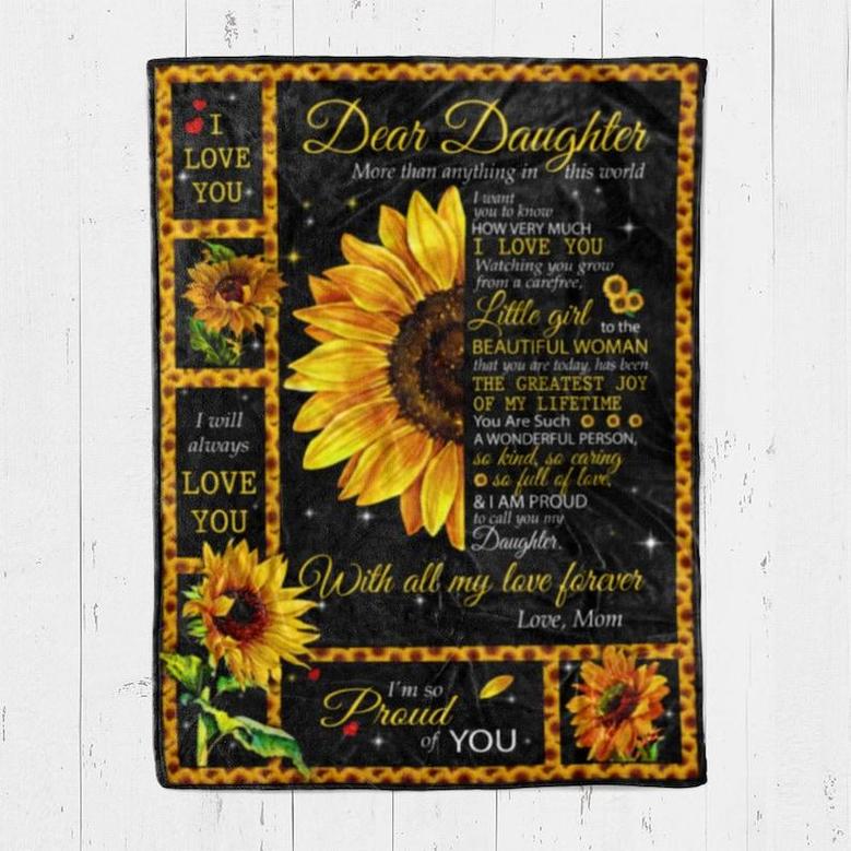 Personalized Custom Sunflower Blanket Daughter Gift From Mom| Fleece, Sherpa, Woven Blankets| Gifts For Daughter| Daughter Blanket From Mom