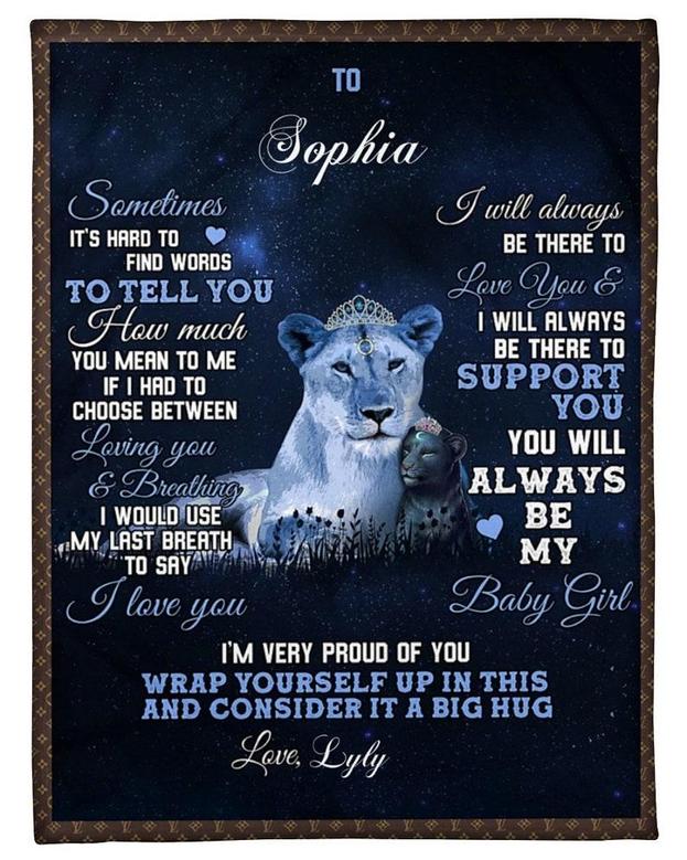 Personalized daughter blankets, Mom Lion blanket, gift from mother, custom name blanket, Daughter birthday, gift from Mom Dad, birthday gift