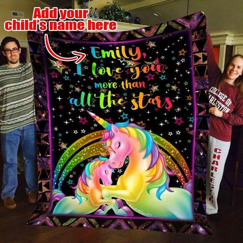 Personalized Fleece Sherpa Blankets, Unicorn blanket for daughter,Christmas blankets,Blanket for daughter,gift from mom dad, family gift