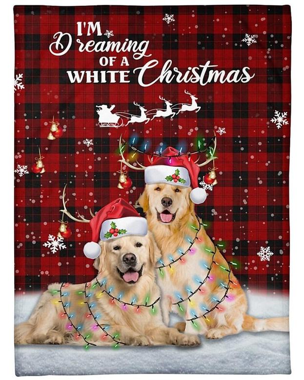 Personalized I'm Dreaming Of A White Christmas Golden Retriever| Fleece Sherpa Woven Blankets| Gifts For Dog Lovers| Gifts For Pet Lovers