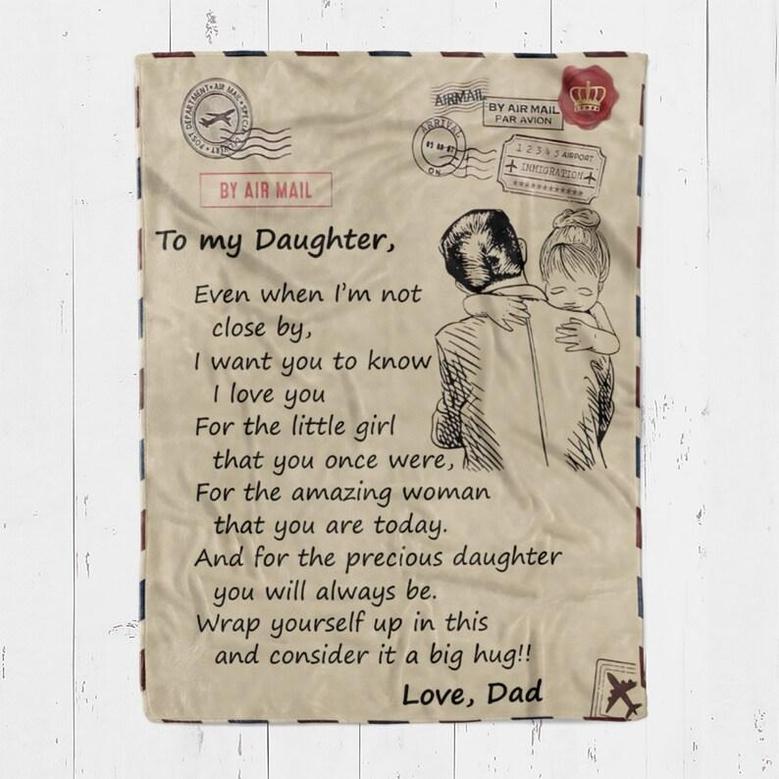 Personalized Letter To Daughter From Dad| Fleece Sherpa Woven Blankets| Gifts For Daughter|Christmas Gifts, Birthday Gifts