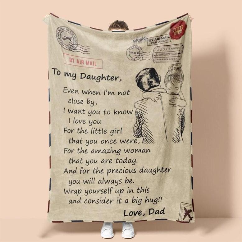 Personalized Letter To Daughter From Dad| Fleece Sherpa Woven Blankets| Gifts For Daughter|Christmas Gifts, Birthday Gifts