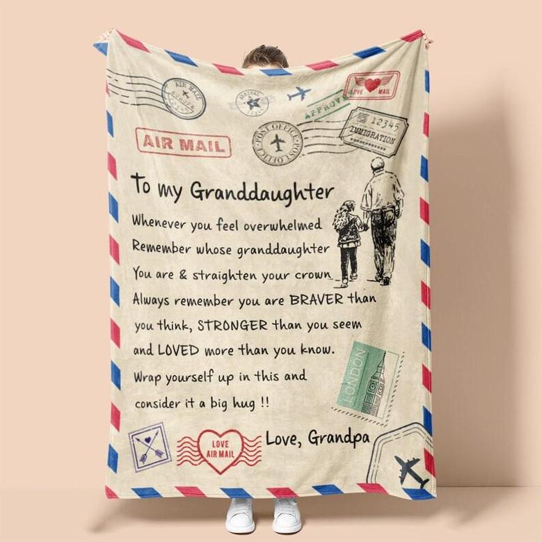 Personalized Letter To Granddaughter From Grandpa| Fleece Sherpa Woven Blankets| Gifts For Granddaughter| Christmas Gifts, Birthday Gifts