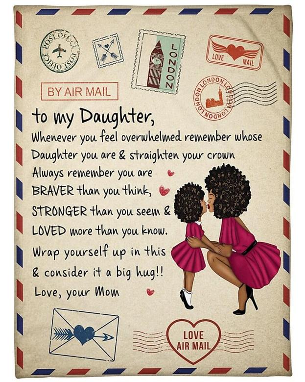 Personalized Love Mail Letter To Daughter Big Hug From Mom| Fleece Sherpa Woven Blankets| Gifts For Daughter