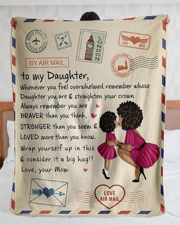 Personalized Love Mail Letter To Daughter Big Hug From Mom| Fleece Sherpa Woven Blankets| Gifts For Daughter