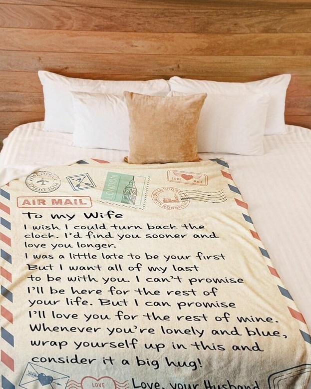 Personalized Love Mail Letter To Wife From Husband London| Fleece Sherpa Woven Blankets| Gifts For Wife