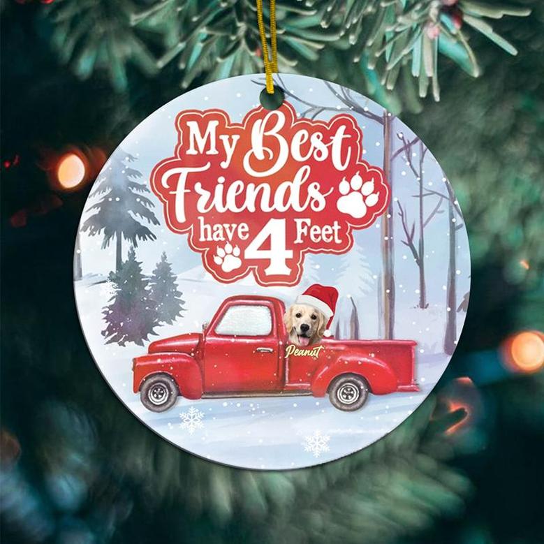 Personalized My BFF Have 4 Feet Ornament | Pet Christmas Gift | Custom Photo Ornament