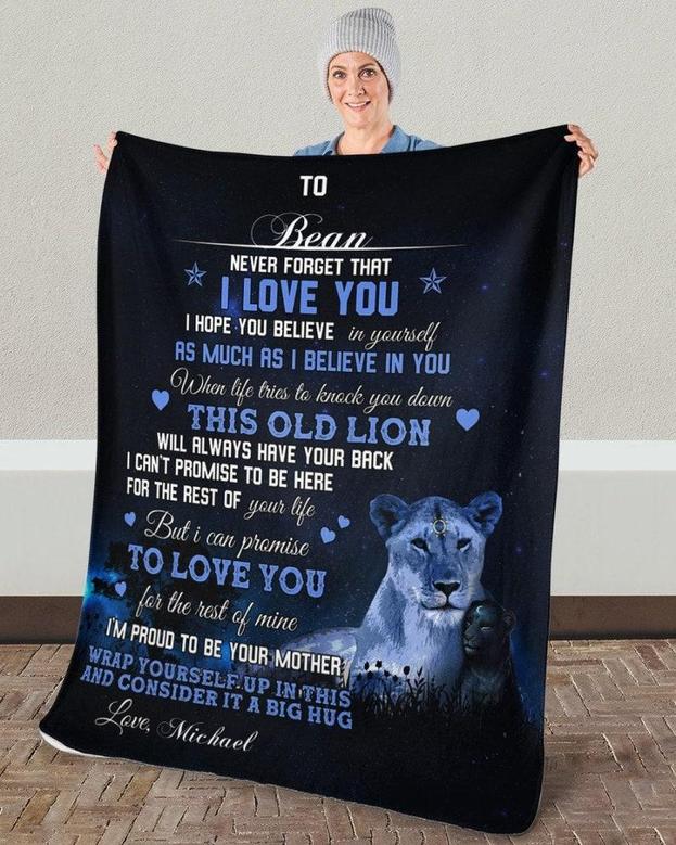 Personalized name blanket,son blankets, Lion blanket for son, gift from Mom, Son's birthday, Custom blanket, gift from dad,Fleece Sherpa