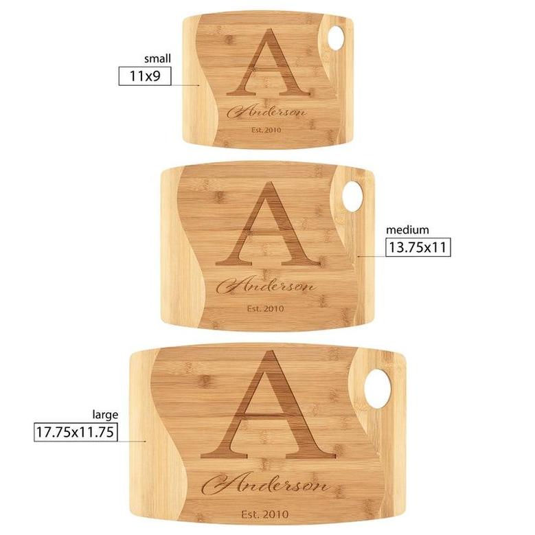 Personalized Name Letter Date Bamboo Cutting Board