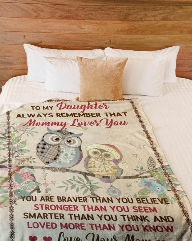 Personalized Owl Blanket To Daughter From Mom| Fleece Sherpa Woven Blankets| Gifts For Daughter