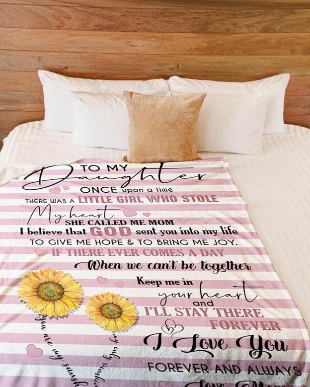 Personalized Sunflower Blanket To Daughter From Mom| Fleece Sherpa Woven Blankets| Gifts For Daughter