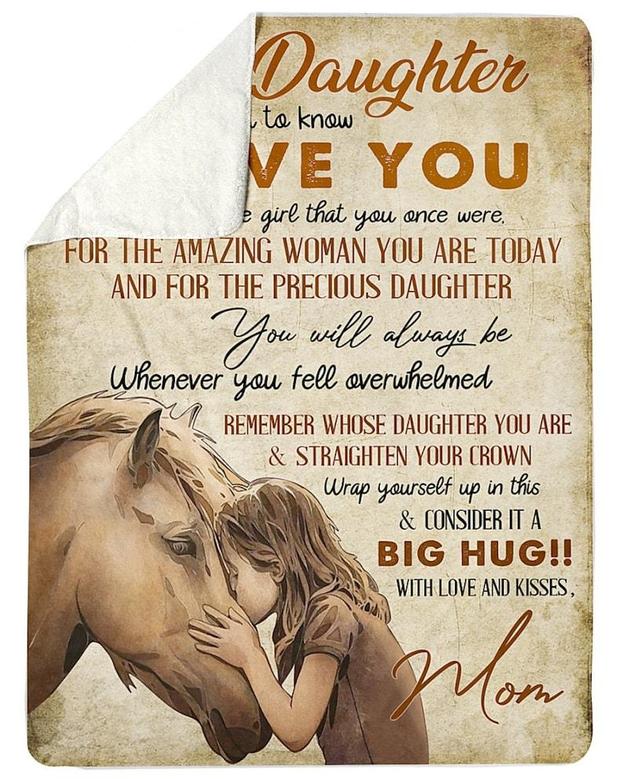 Personalized To Daughter From Mom Horse| Fleece Sherpa Woven Blankets| Gifts For Daughter