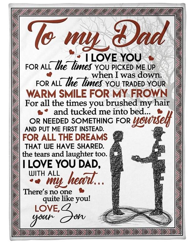 Personalized To My Dad I Love You From Son| Fleece Sherpa Woven Blankets| Gifts For Father