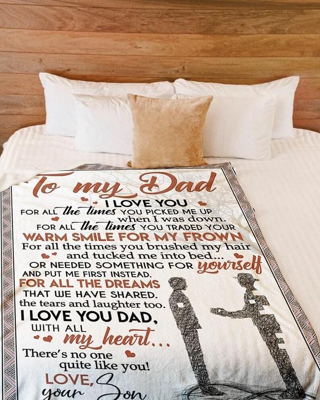 Personalized To My Dad I Love You From Son| Fleece Sherpa Woven Blankets| Gifts For Father