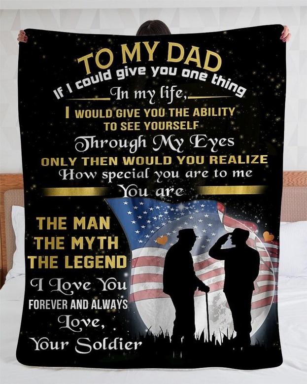 Personalized To My Dad I Love You From Your Soldier| Fleece Sherpa Woven Blankets| Gifts For Father