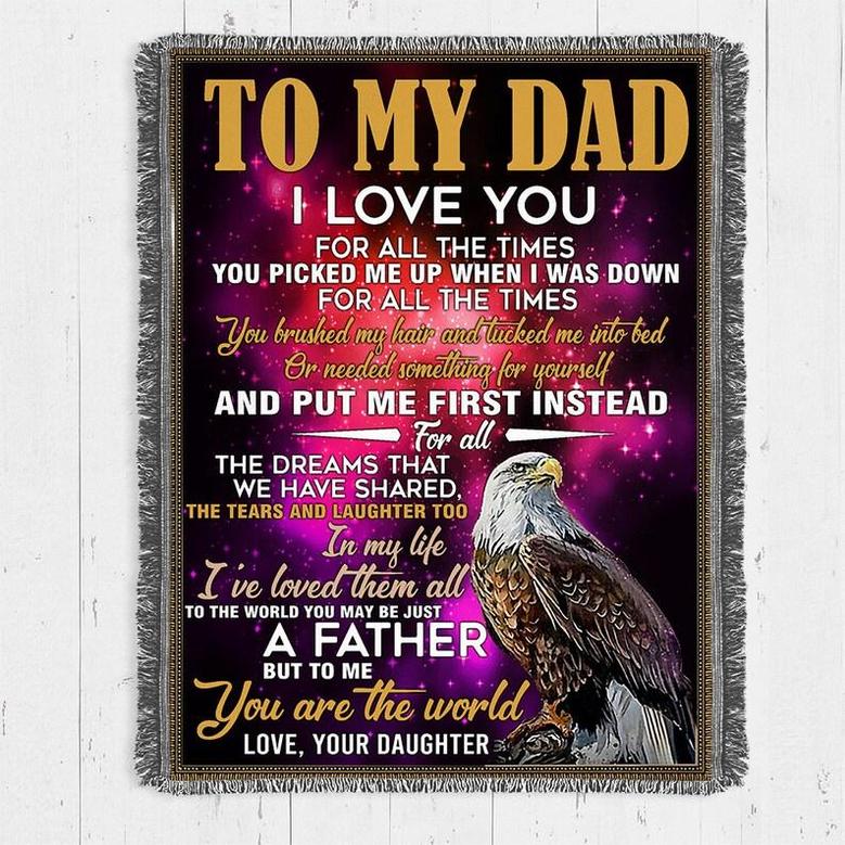 Personalized To My Dad Love From Daughter Eagle | Fleece Sherpa Woven Blankets| Gifts For Father, Dad| Father's Day Gifts