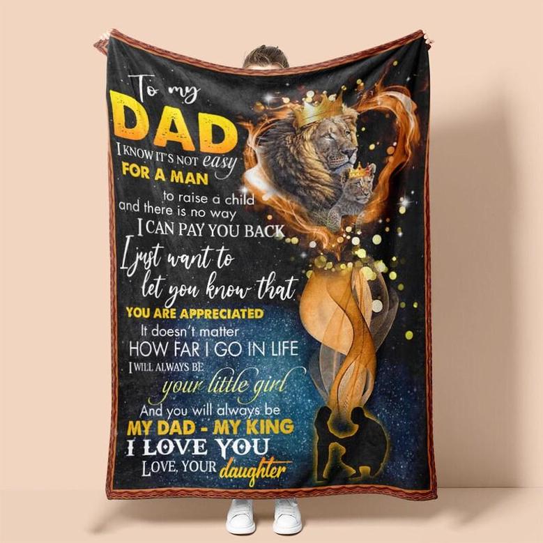 Personalized To My Dad Love From Daughter Lion | Fleece Sherpa Woven Blankets| Gifts For Father, Dad| Father's Day Gifts