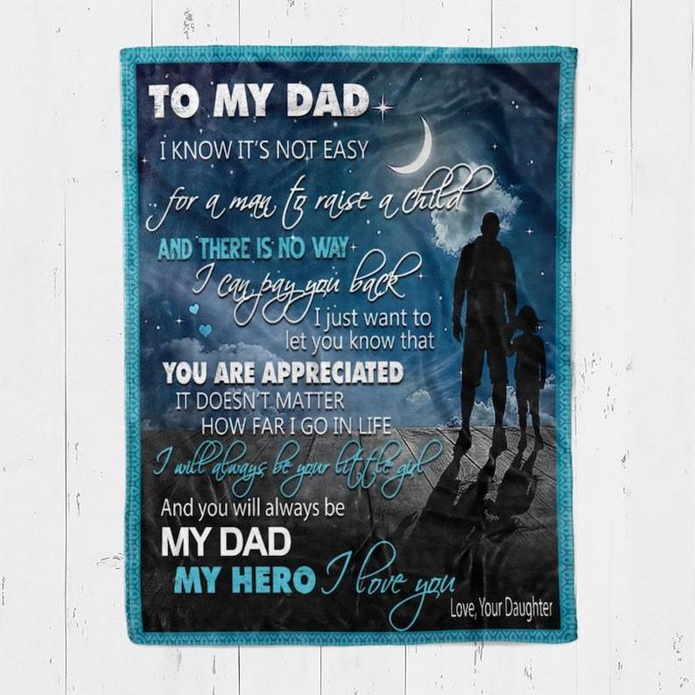 Personalized To My Dad My Hero | Fleece Sherpa Woven Blankets| Gifts For Father, Dad| Father's Day Gifts