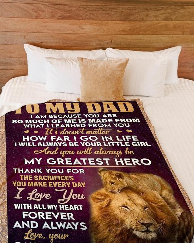 Personalized To My Dad My Hero From Daughter| Fleece Sherpa Woven Blankets| Gifts For Father