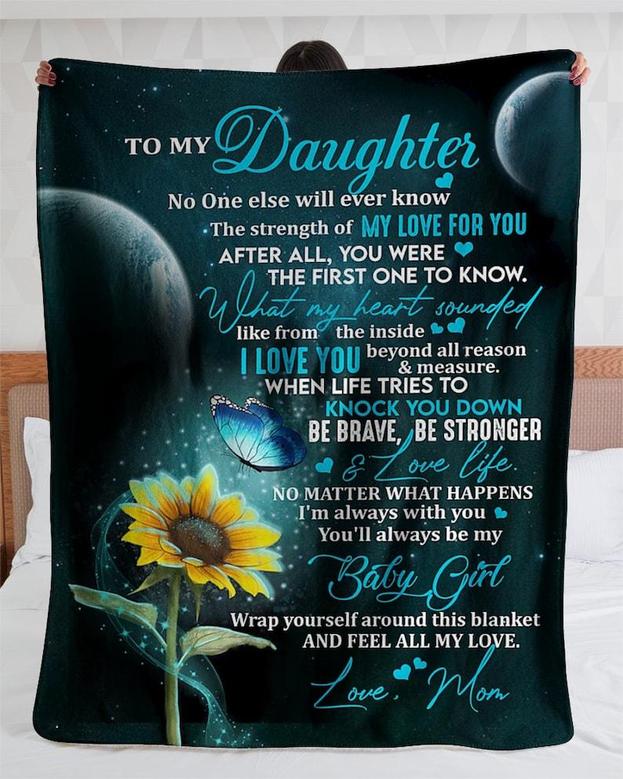 Personalized To My Daughter Feel All My Love From Mom| Fleece Sherpa Woven Blankets| Gift For Daughter