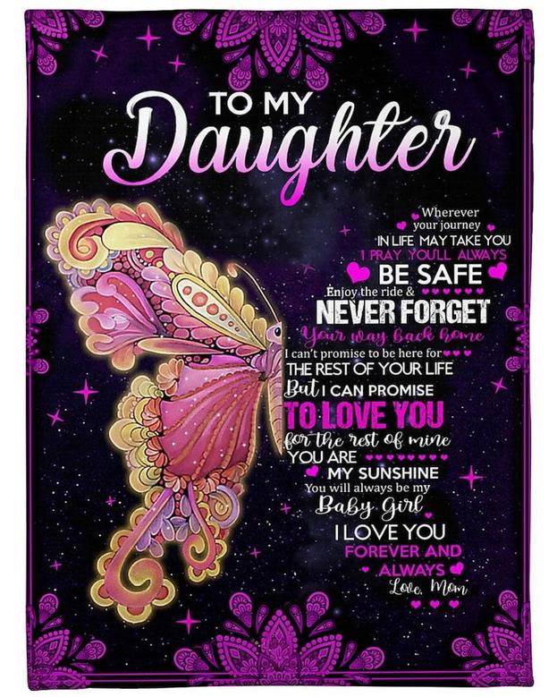 Personalized To My Daughter Forever Love From Mom Butterfly| Fleece Sherpa Woven Blankets| Gift For Daughter