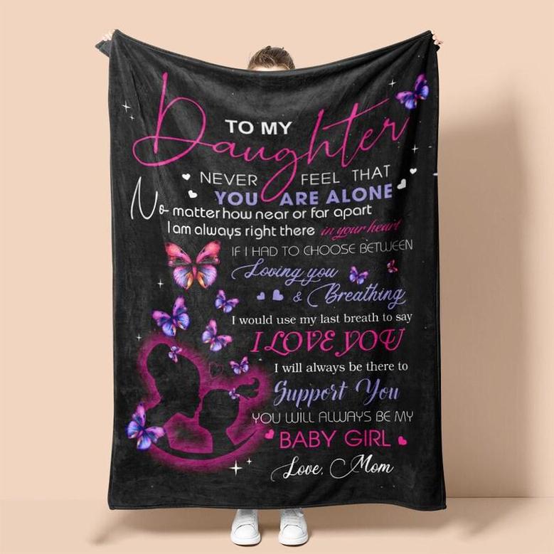 Personalized To My Daughter Love From Mom Butterfly| Fleece Sherpa Woven Blankets| Gifts For Daughter