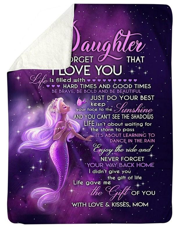 Personalized To My Daughter Love From Mom Mermaid| Fleece Sherpa Woven Blankets| Gifts For Daughter|Christmas Gifts
